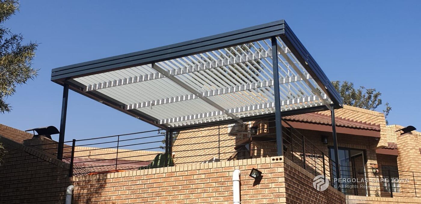 Charcoal frame white louvre roof bellville