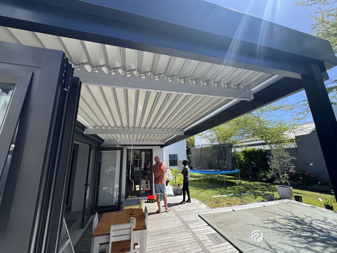 Charcoal frame white louvre roof claremont