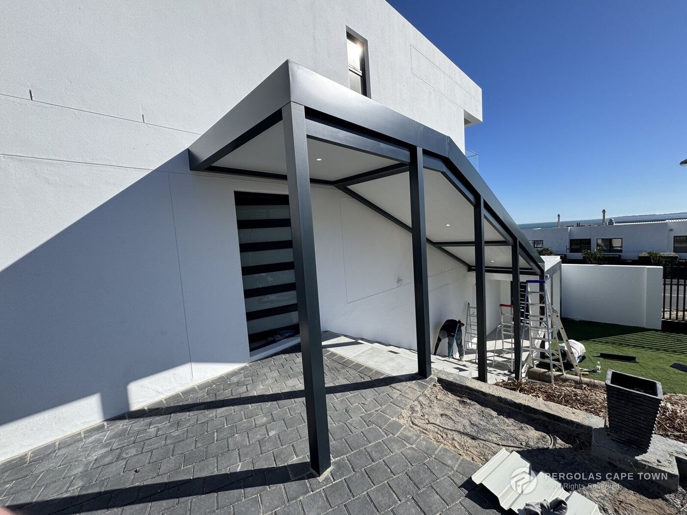 Charcoal frame white patio ceiling blouberg