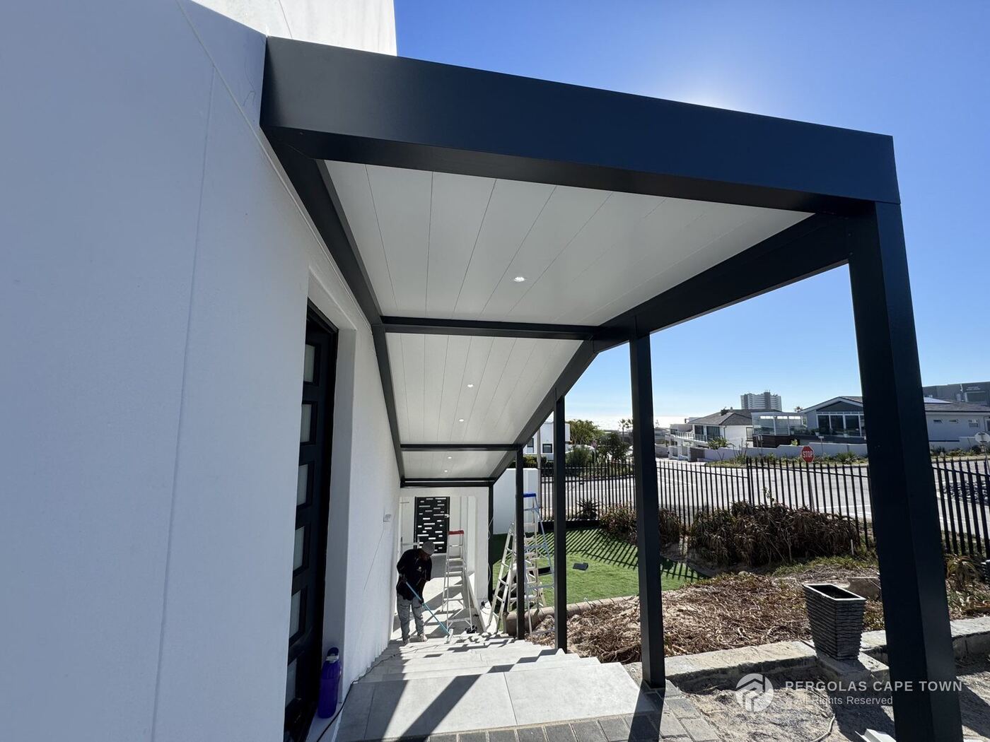 Charcoal frame white patio ceiling blouberg