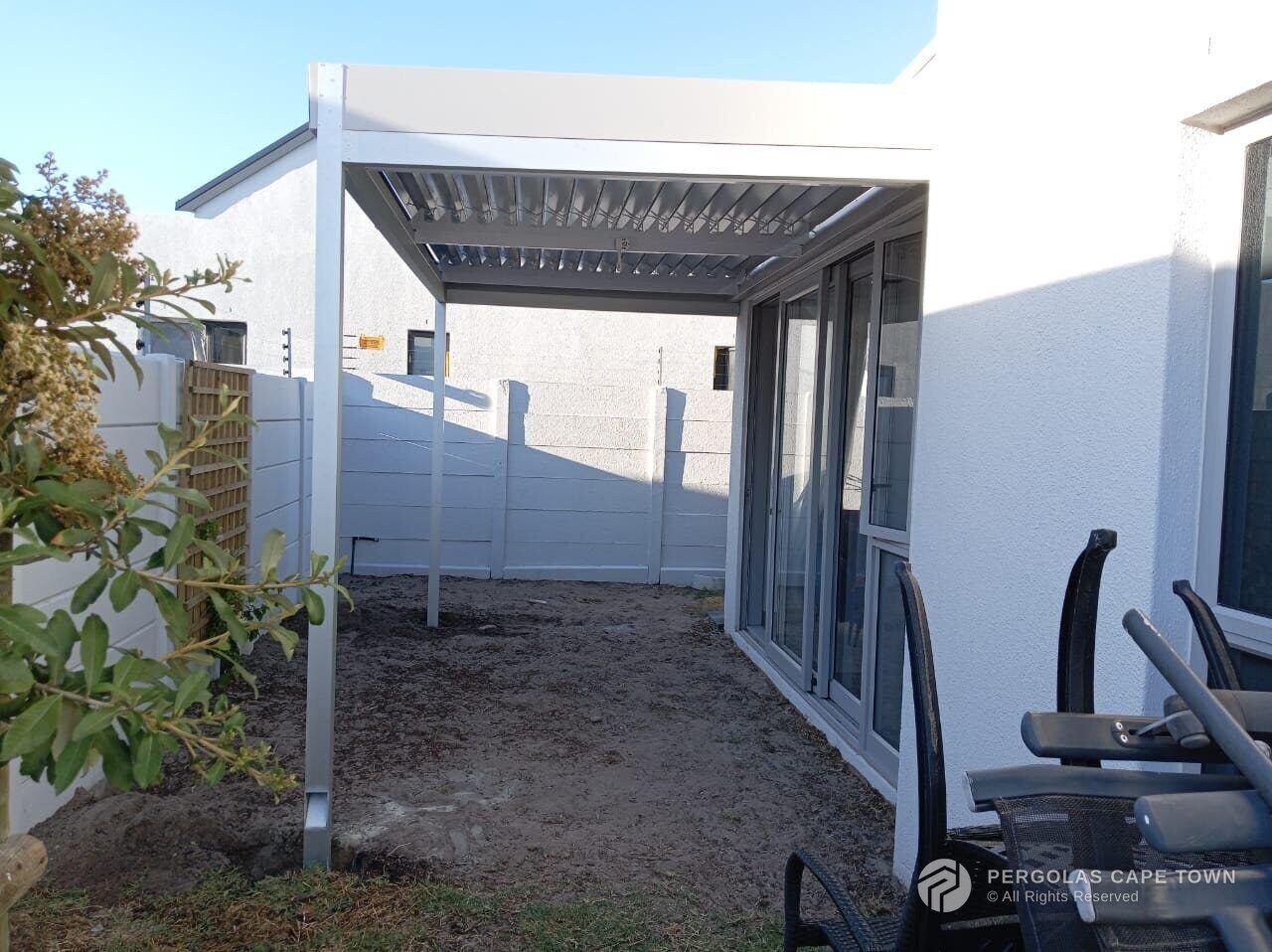 Dove grey louvre awning sandown