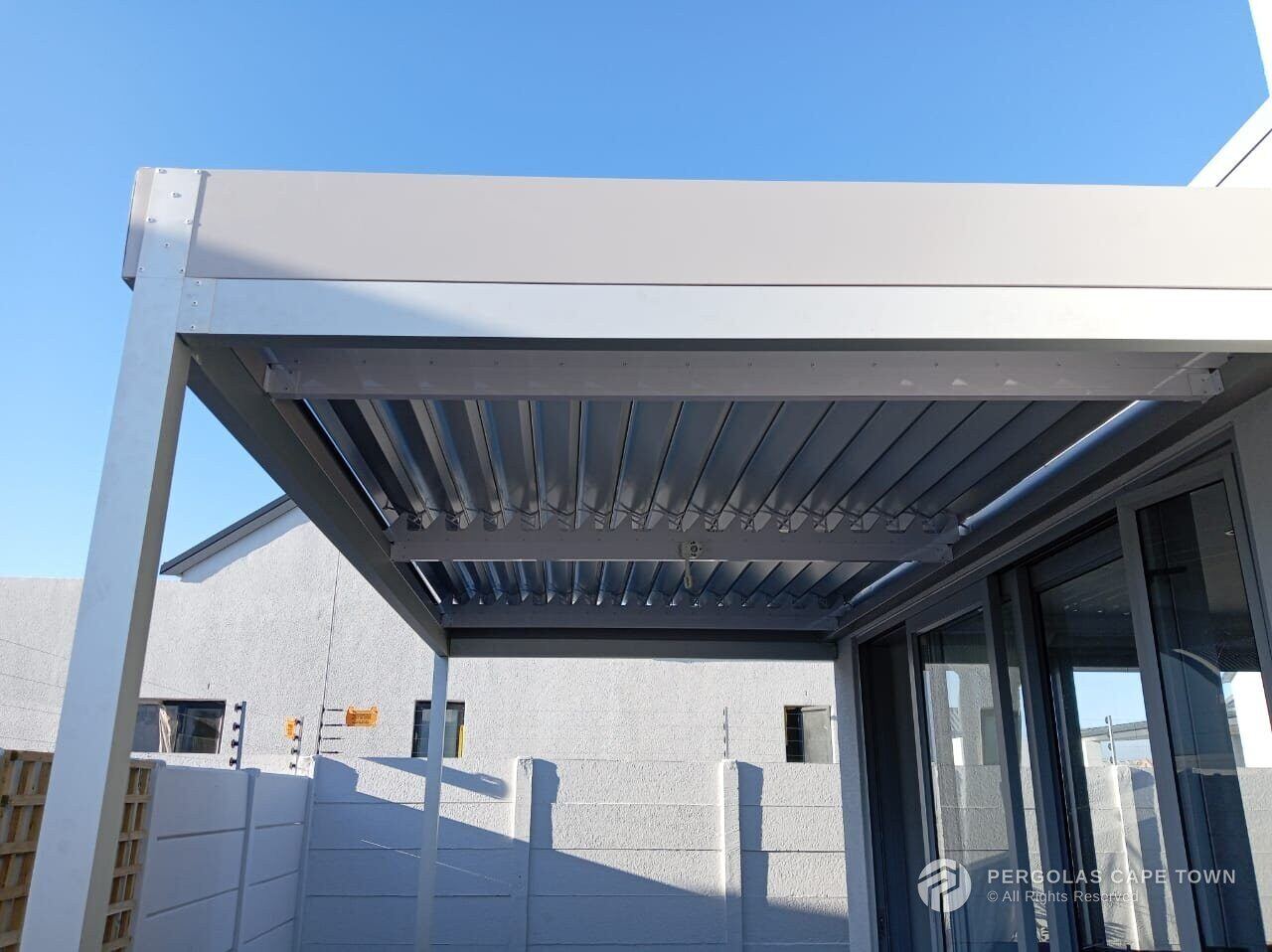 Dove grey louvre awning sandown