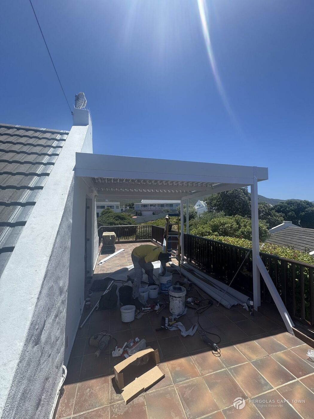 Full white motorised louvre system vermont