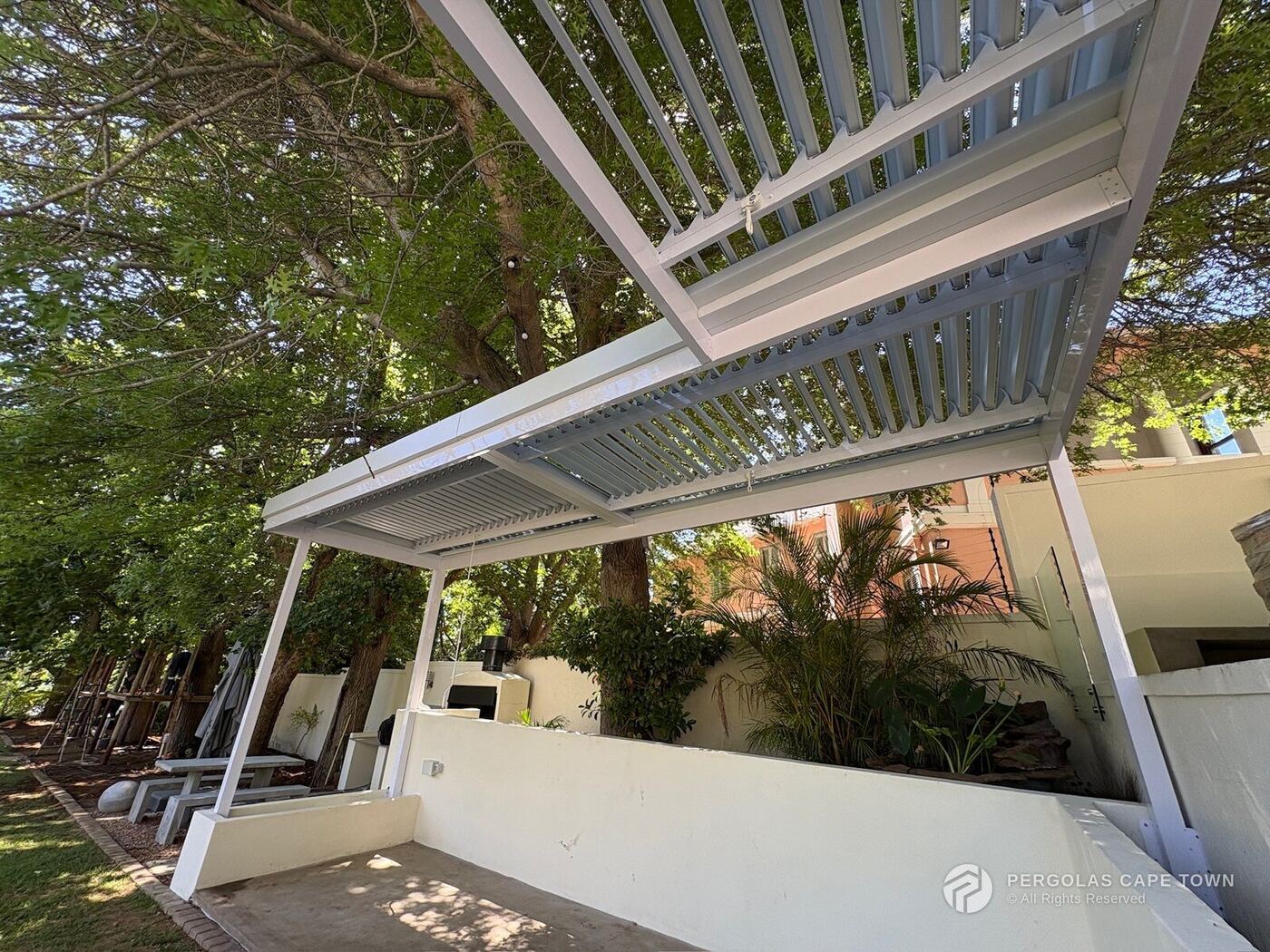 White louvre awning