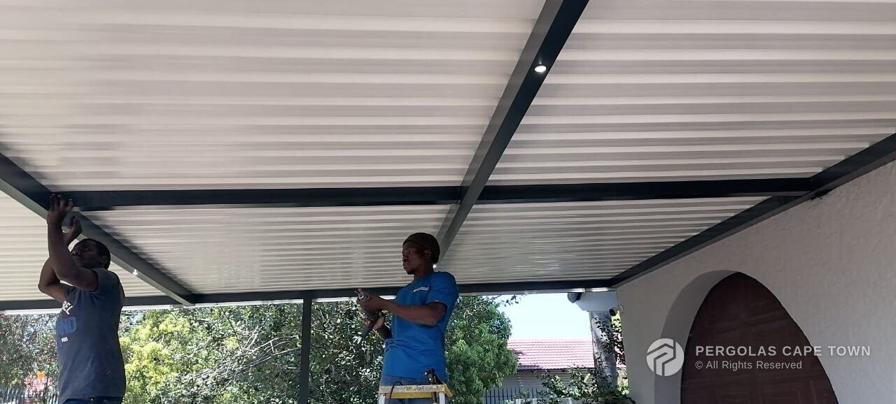 Aluminium fixed awning installation, Cape Town