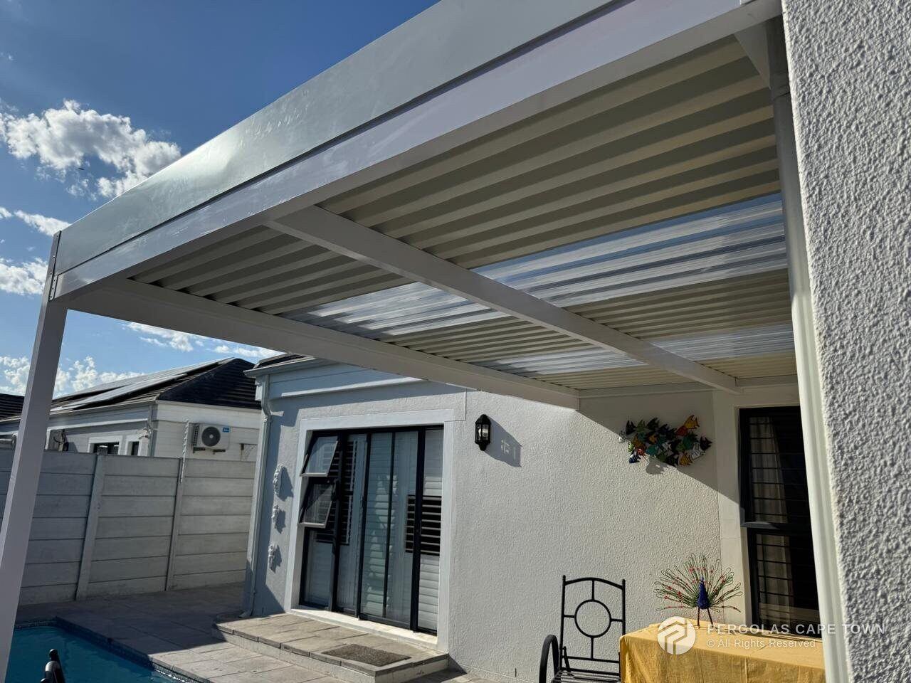 Aluminium fixed awning installation, Cape Town