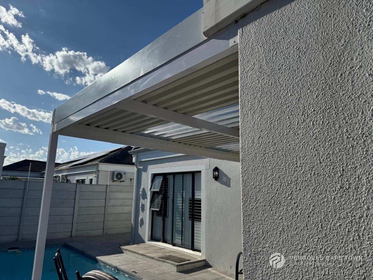 Aluminium fixed awning installation, Cape Town